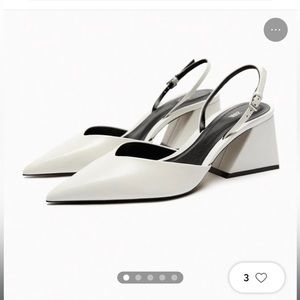 Zara | White Pointy Sling Back Heels | Size: 6.5